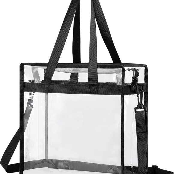 Adjustable Zippered Clear Tote Bag for Music Festivals - Stylish & Functional - Picture 1 of 6